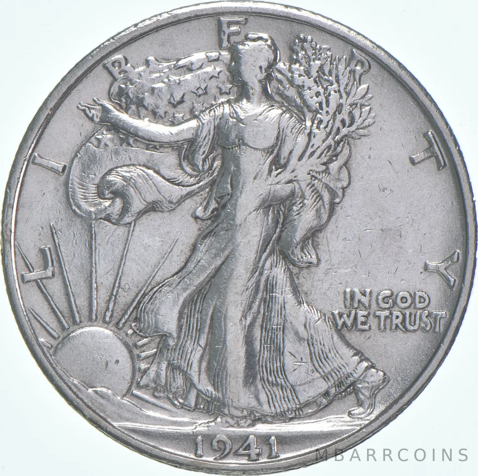 XF/AU 1941 Walking Liberty Half Dollar Polished 90% Silver