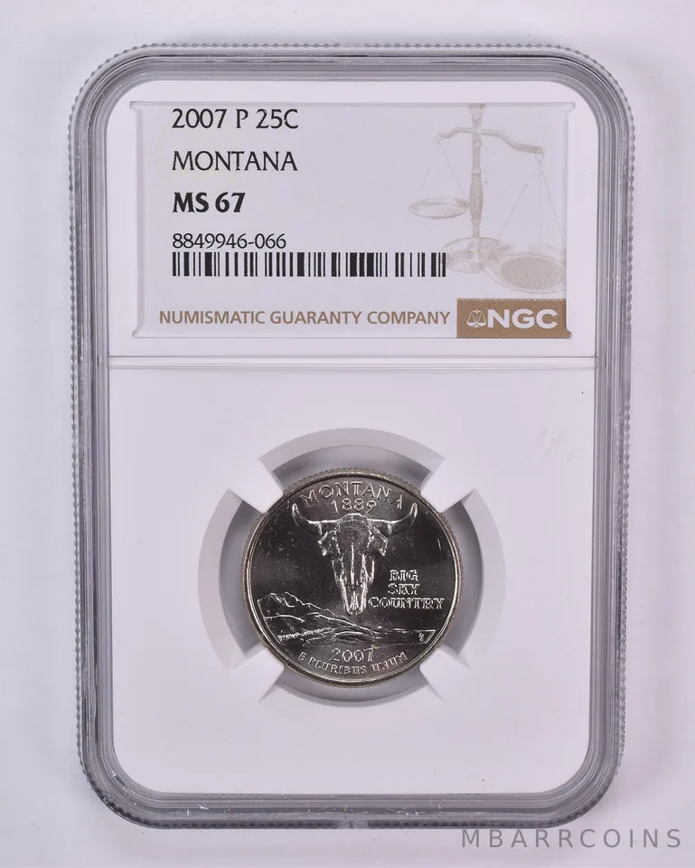 2007-P Washington State Quarter Montana MS67 NGC Brown Label
