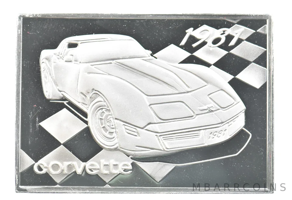 1981 Corvette Silver Art Bar Vintage Car *3265