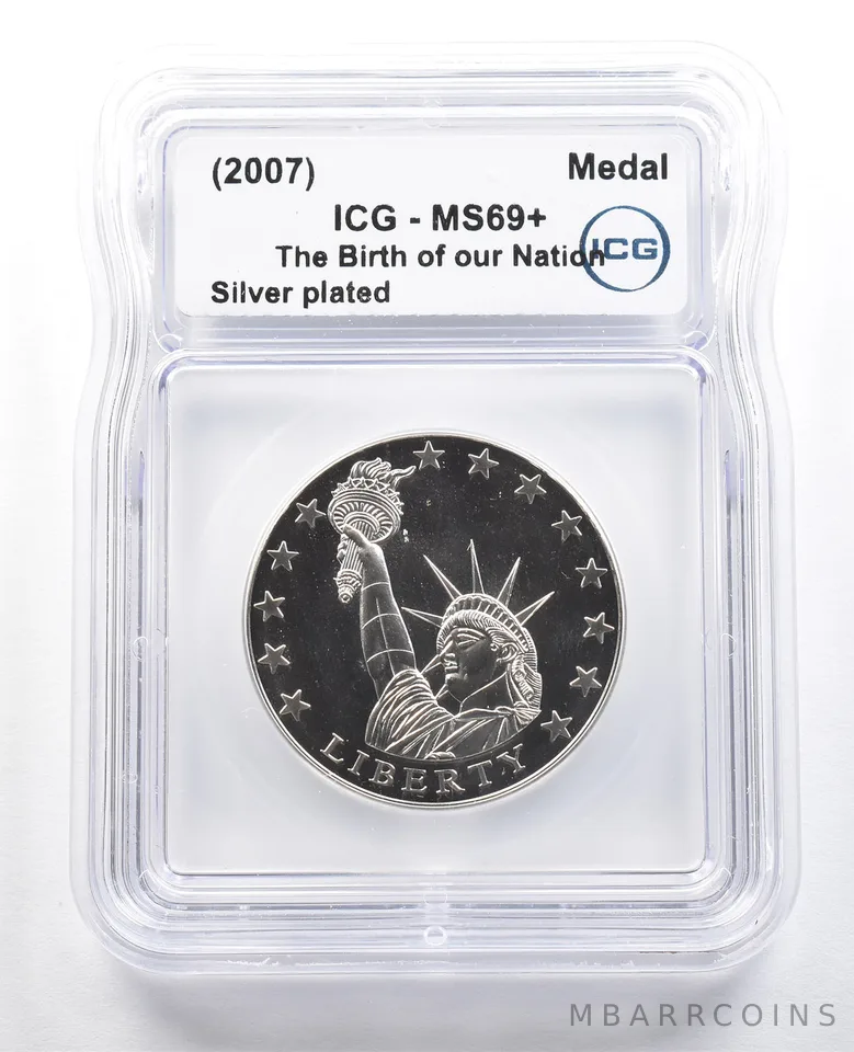 (2007) Medal The Birth Of Our Nation Silver Plated MS69+ ICG *4882