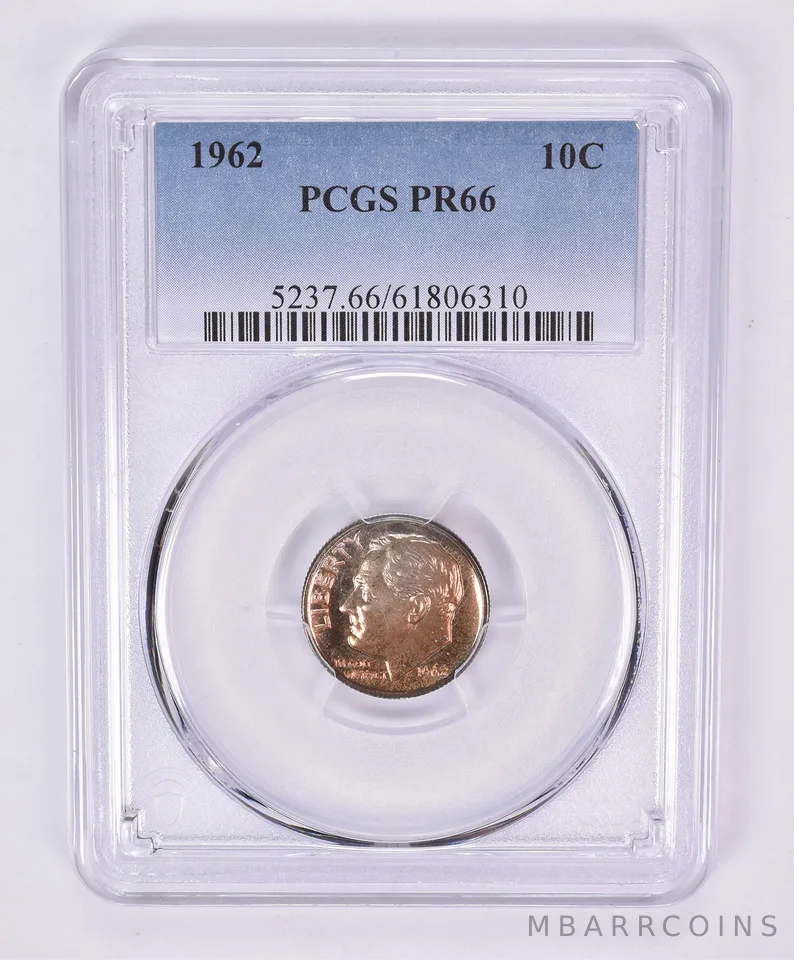 1962 Roosevelt Dime PR66 PCGS Beautiful Tone *1126