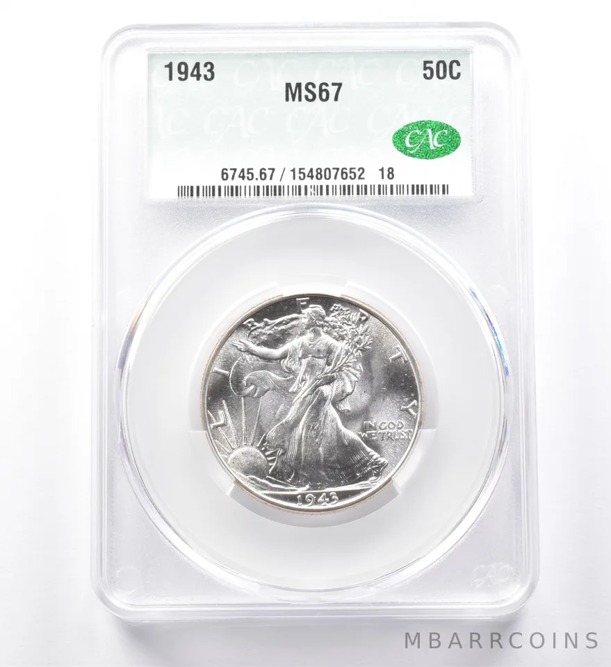 1943 Walking Liberty Half Dollar MS67 CAC *0014