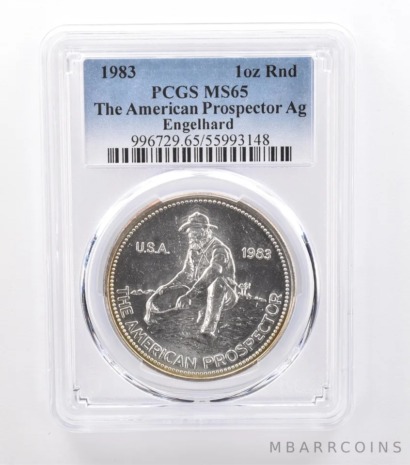 1983 Engelhard American Prospector 1 Oz Silver MS65 PCGS Beautiful Tone a9223