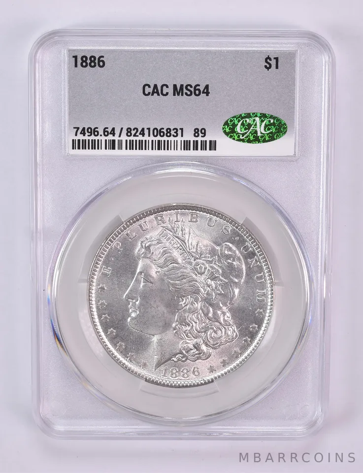 1886 Morgan Silver Dollar MS64 CAC CACg