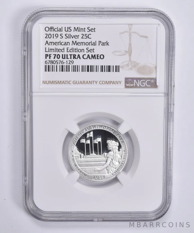 2019-S Silver Quarter American Memorial Park Limited Edition PF70 UCAM NGC