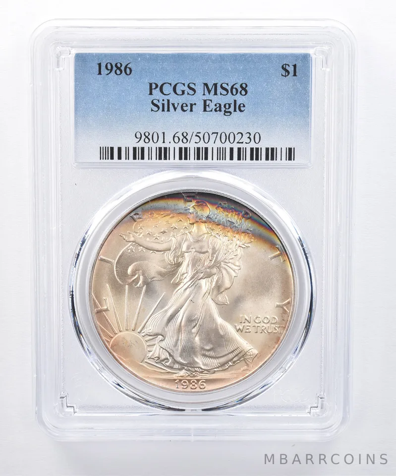1986 American Silver Eagle MS68 PCGS Peripheral Tone *8420