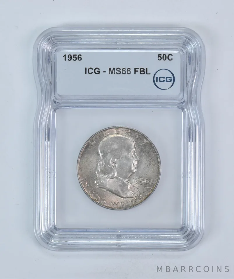 1956 Franklin Half Dollar MS66 FBL ICG Beautiful Tone *5887
