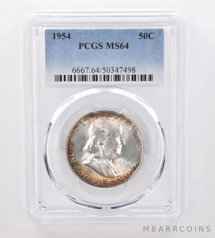 1954 Franklin Half Dollar MS64 PCGS Beautiful Tone *9986