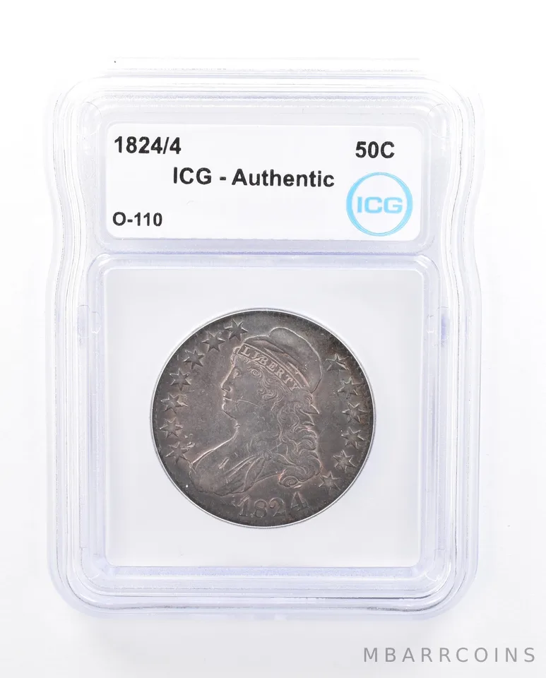 1824/4 Capped Bust Half Dollar O-110 Authentic ICG Beautiful Tone *5645