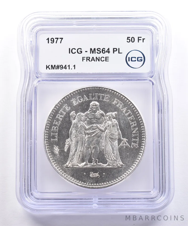 1977 France 50 Francs KM#941.1 MS64 PL ICG
