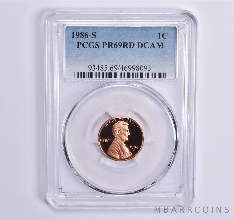 1986-S Lincoln Memorial Cent PR69 RD PCGS Blue Lbl