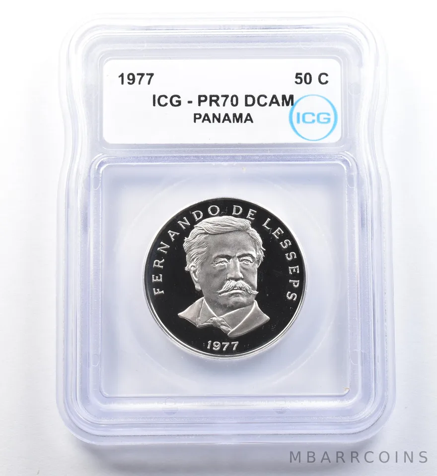 1977 Panama 50 Cents PR70 DCAM ICG a1105