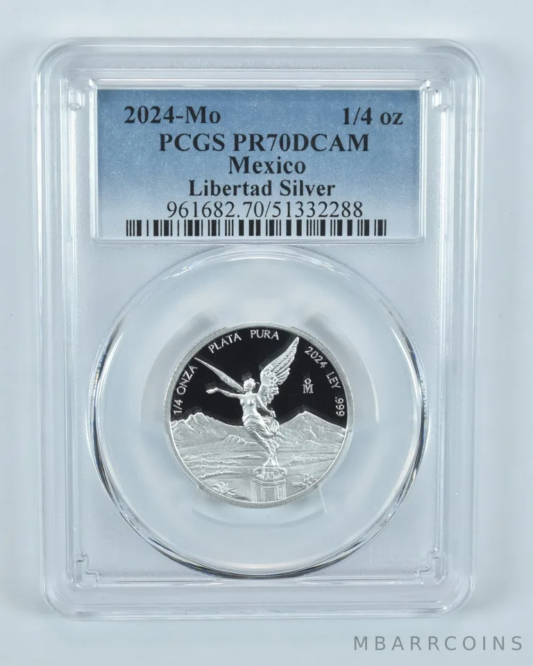 2024 Mo Mexico 1/4 Onza Silver Libertad PR70 DCAM PCGS Blue Label
