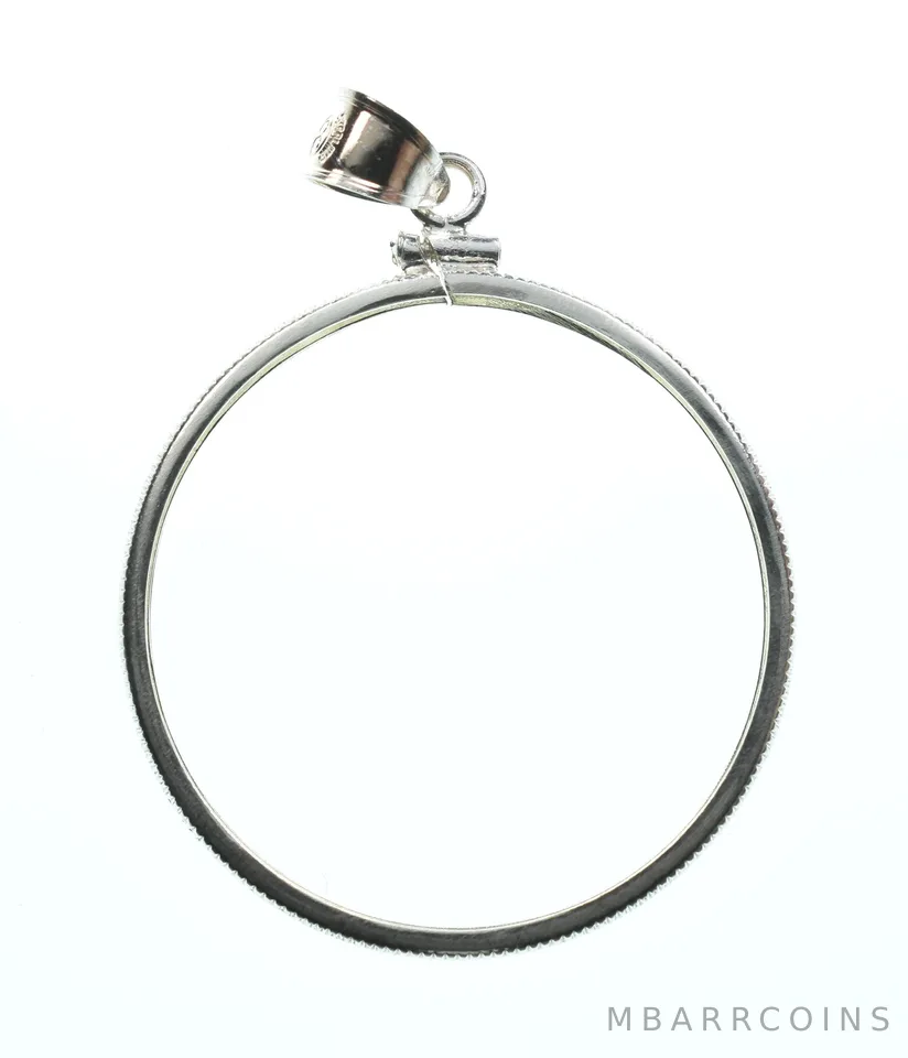 Sterling Silver 35 MM Coin Bezel Pendant Frame Edge a2161