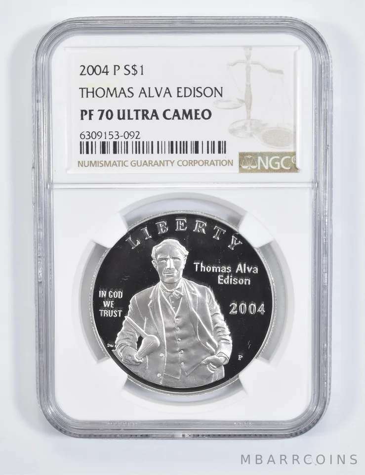2004-P Thomas Edison Commemorative Proof Silver Dollar PF70 NGC