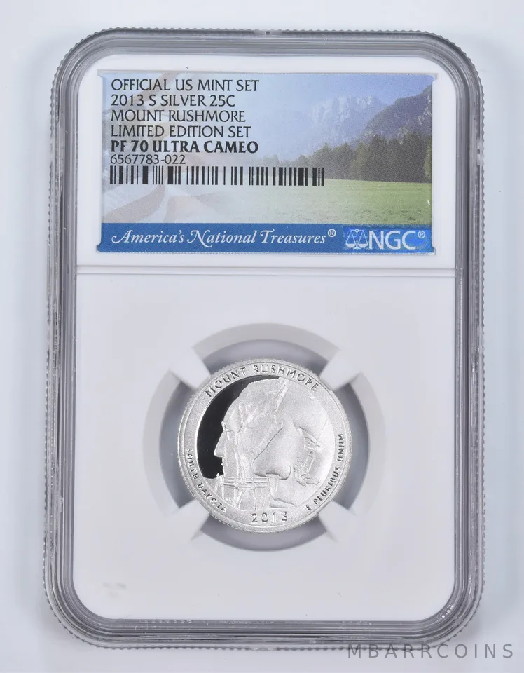 2013-S Silver PF70 ANT Mount Rushmore Quarter Limited Edition NGC