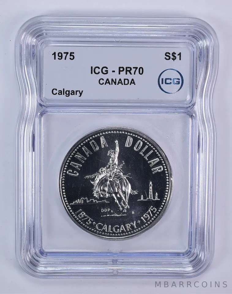 1975 Canada 1 Dollar Silver Calgary PR70 ICG