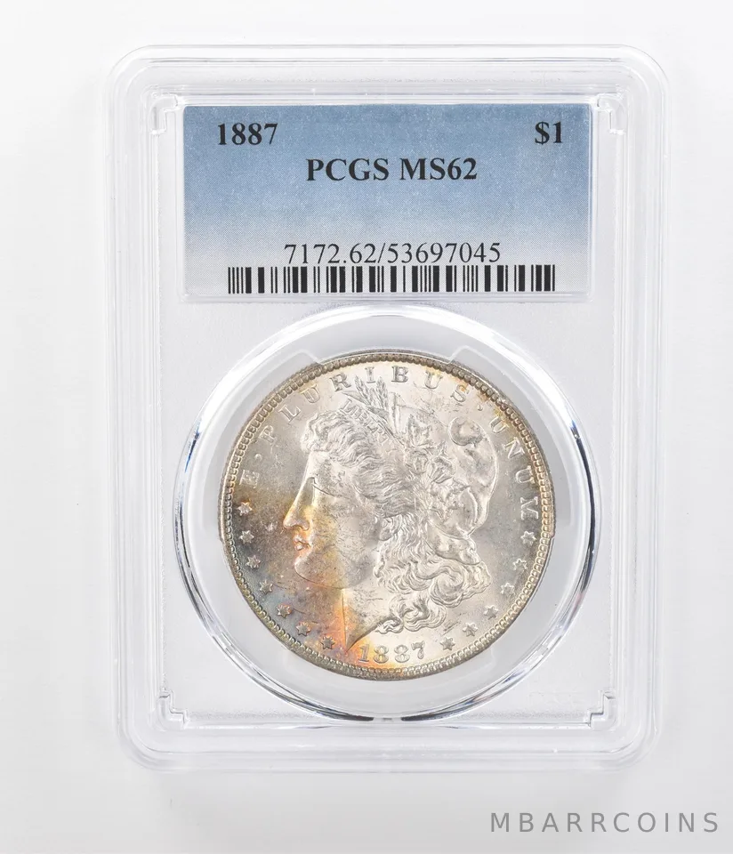 1887 Morgan Silver Dollar MS62 PCGS Beautiful Tone *1178