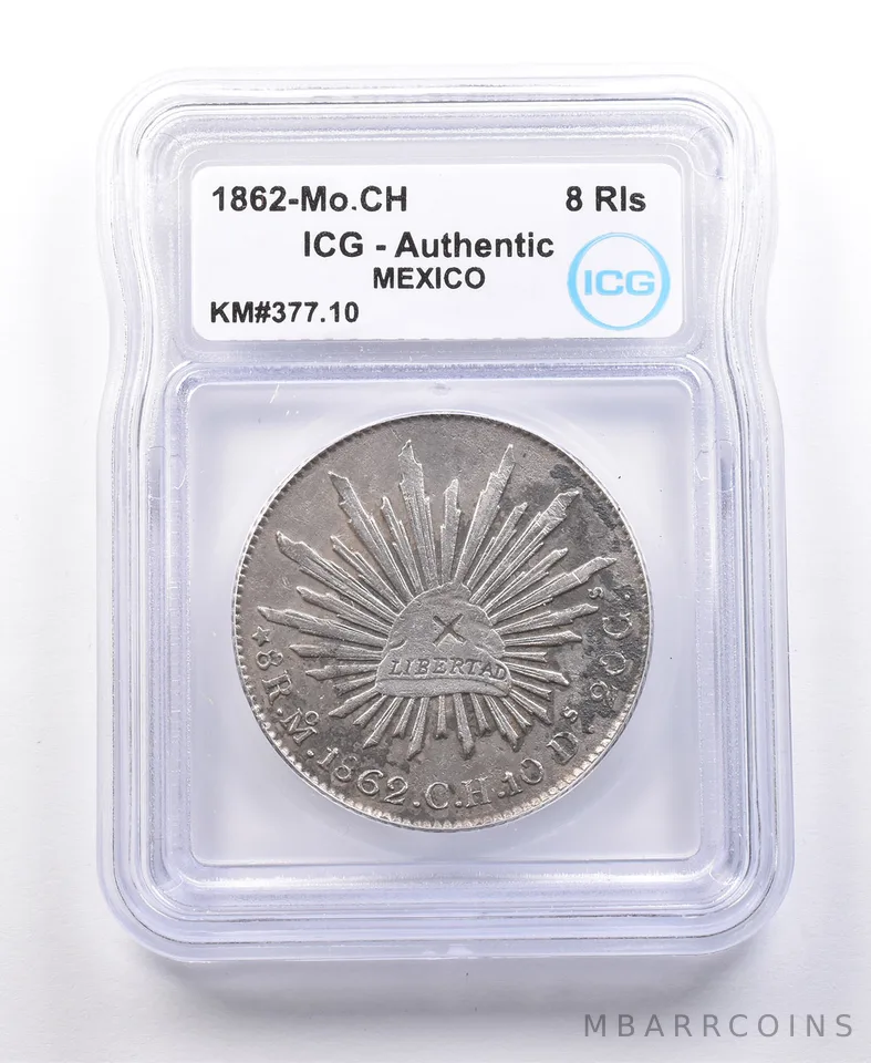 1862 Mo CH Mexico 8 Reales KM#377.10 Authentic ICG a4987