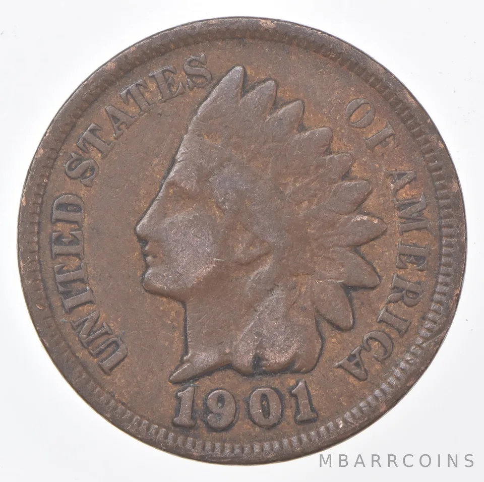 1901 Indian Head Cent AC Average Circ