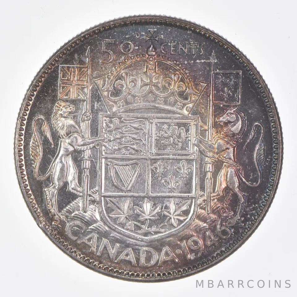 Better Date - 1946 Canada 50 Cents World Coin- Silver *439