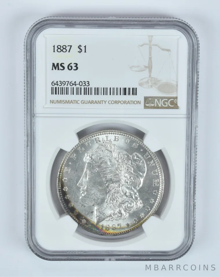 MS63 1887 Morgan Silver Dollar NGC - Crescent Tone a7844