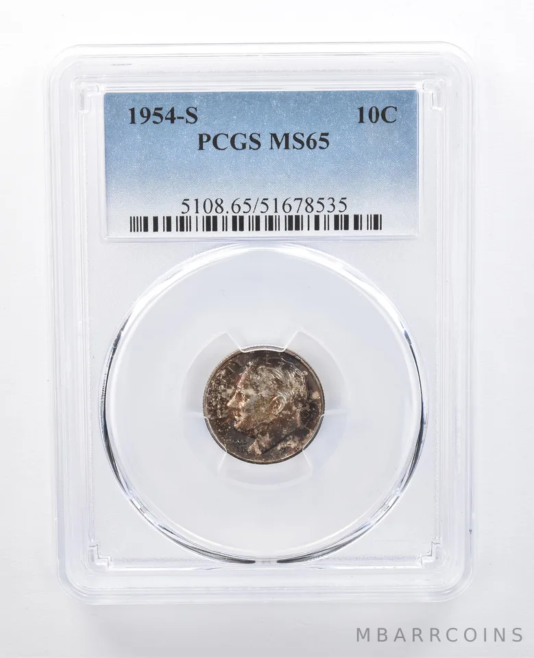 1954-S Roosevelt Dime MS65 PCGS Beautiful Tone *8053