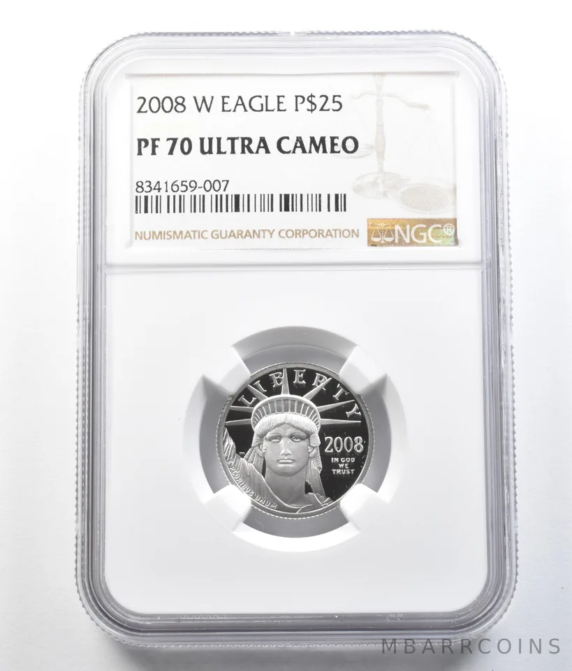 2008-W $25 American Platinum Eagle 1/4 Oz 0.25 Oz Platinum PF70 UCAM NGC *7873