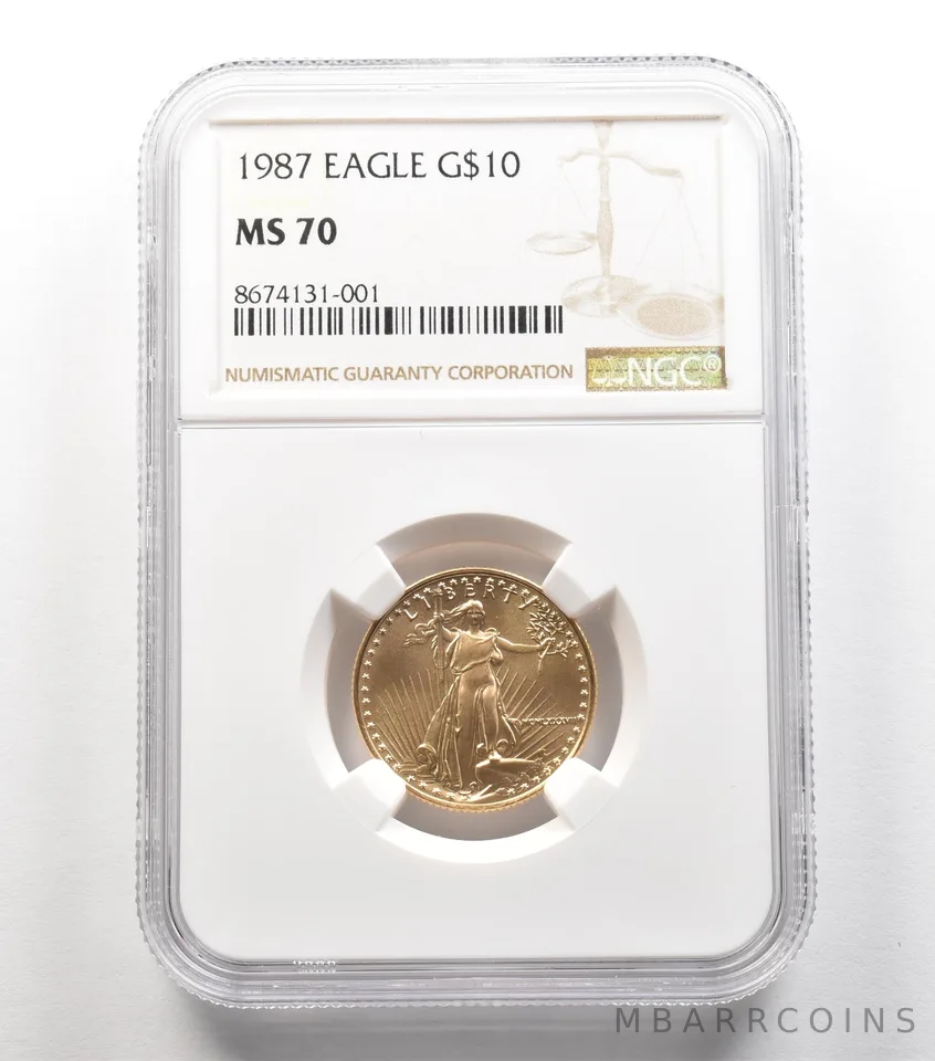 1987 $10 American Gold Eagle 1/4 oz MS70 NGC