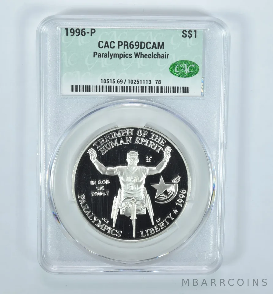 1996-P Paralympics Commemorative Silver Dollar PR69 DCAM CAC CACg