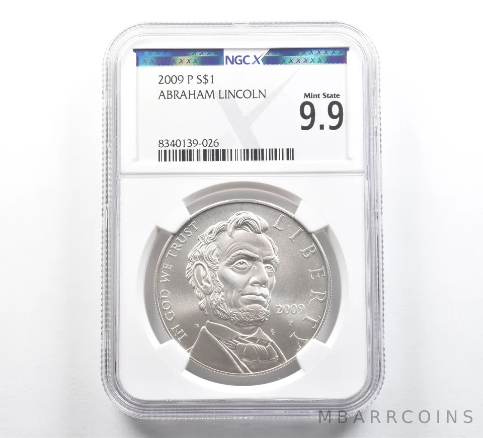 2009-P Abraham Lincoln Commemorative Silver Dollar Mint State 9.9 NGC X NGCX