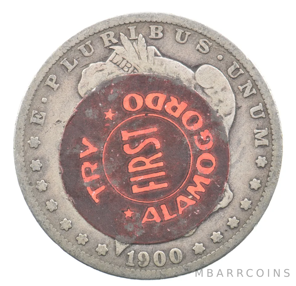 1900-O Morgan Silver Dollar Alamogordo Payroll Dollar Sticker *9571