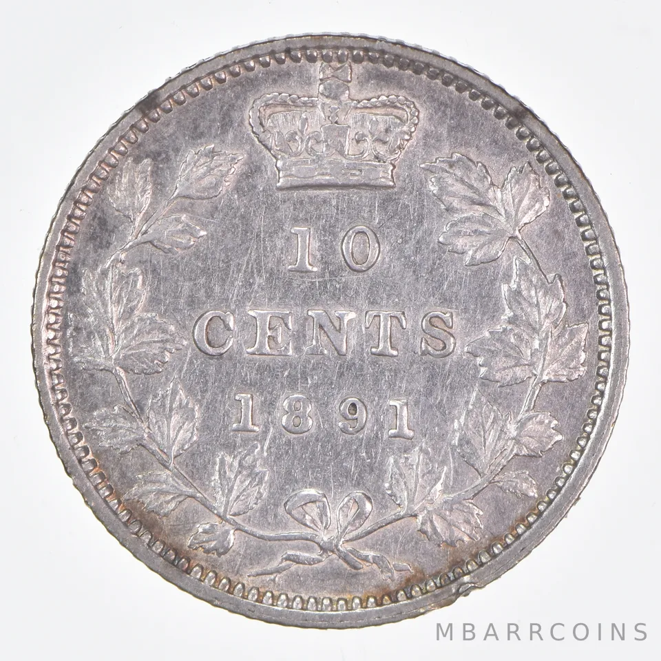 Better Date - 1891 Canada 10 Cents World Coin- Silver *185