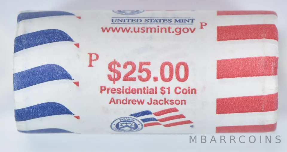 2008-P Andrew Jackson Presidential $1 Coin Roll $25 Unc US Mint BU