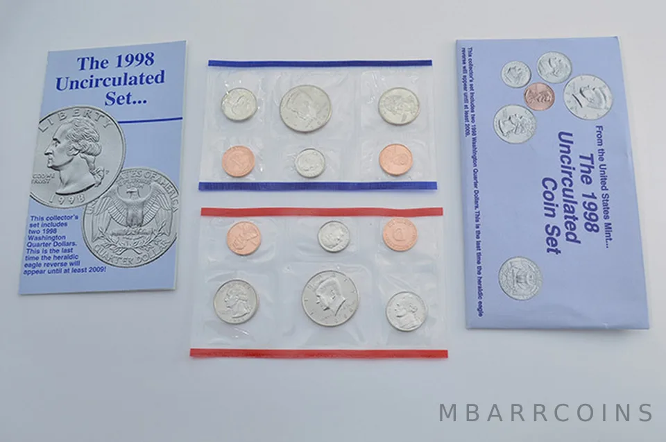 1998 Mint Set with Original Envelope & Flatpacks (10 coins)