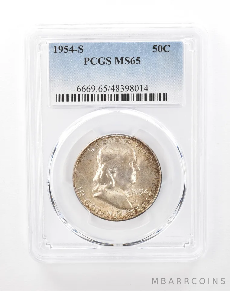 1954-S Franklin Half Dollar MS65 PCGS Beautiful Tone a2258