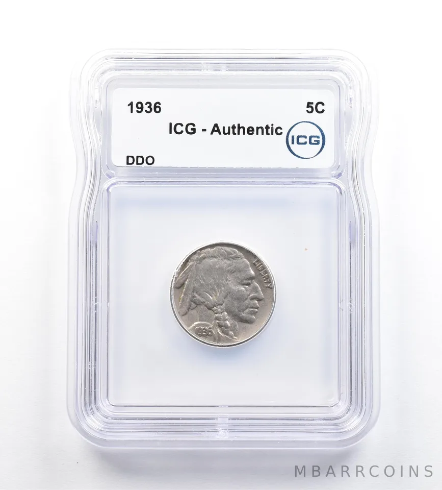 1936 Indian Head Buffalo Nickel DDO Authentic ICG *9181