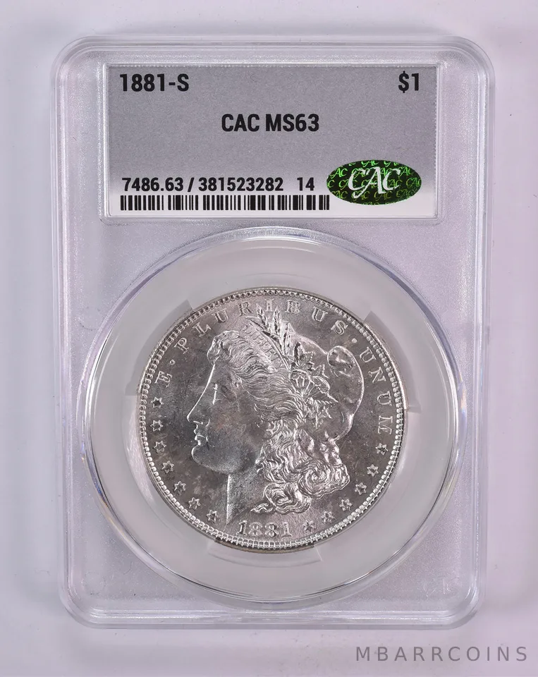 1881-S Morgan Silver Dollar MS63 CAC CACg