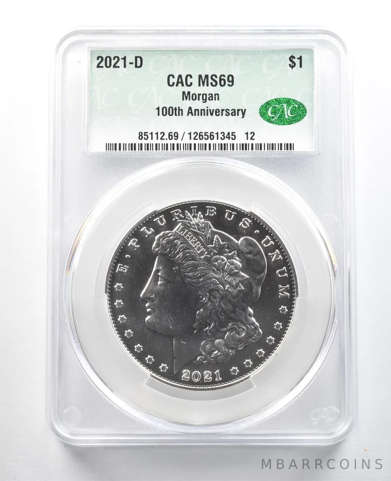 2021-D Morgan Silver Dollar MS69 CAC CACg *3375
