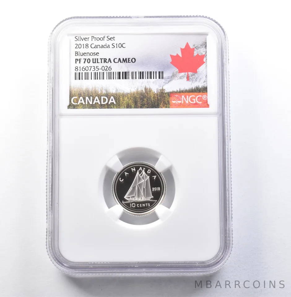 2018 Canada 10 Cents Silver Proof Set Bluenose PF70 UCAM NGC a5883