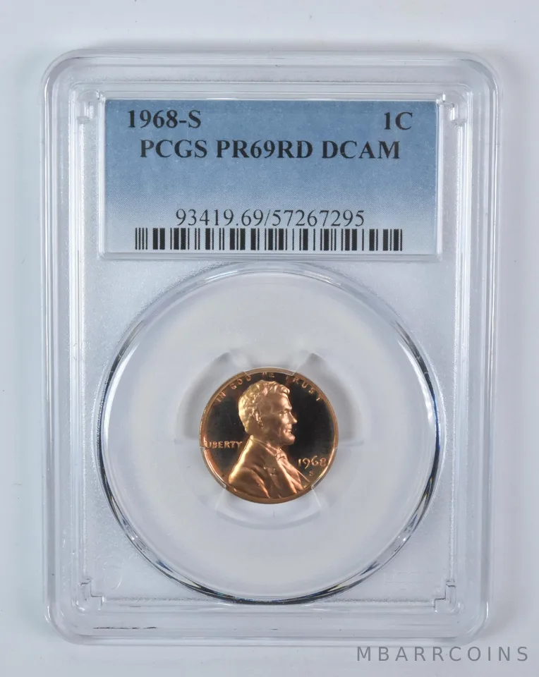 1968-S Lincoln Memorial Cent PR69 RD DCAM PCGS Blue Label