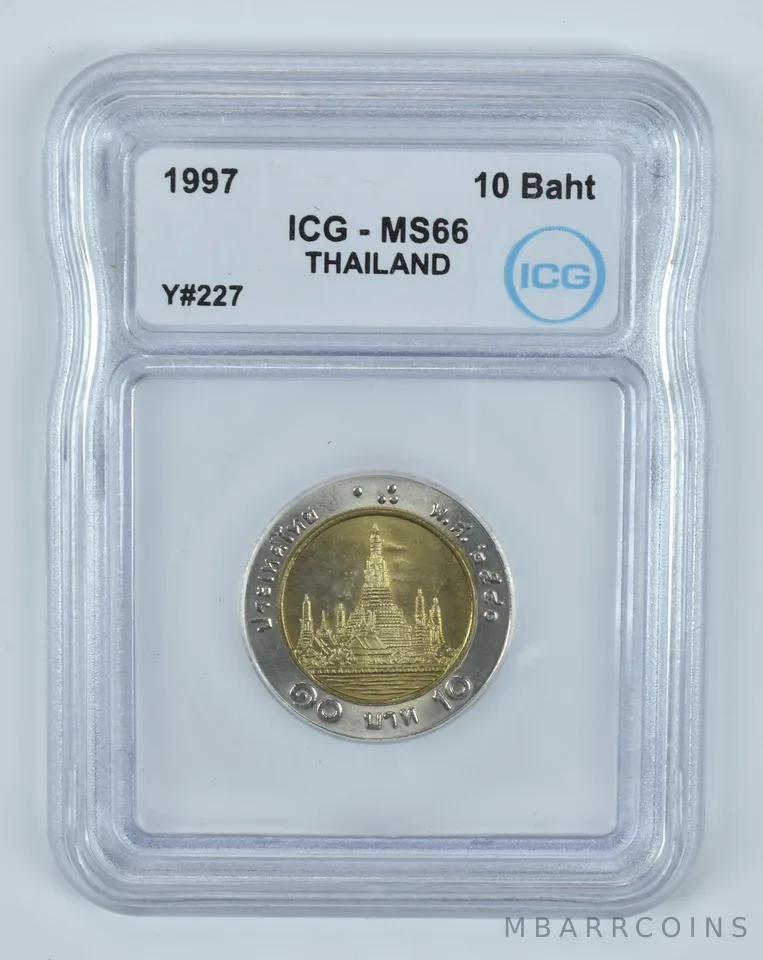 1997 Thailand 10 Baht Y#227 MS66 ICG *9459