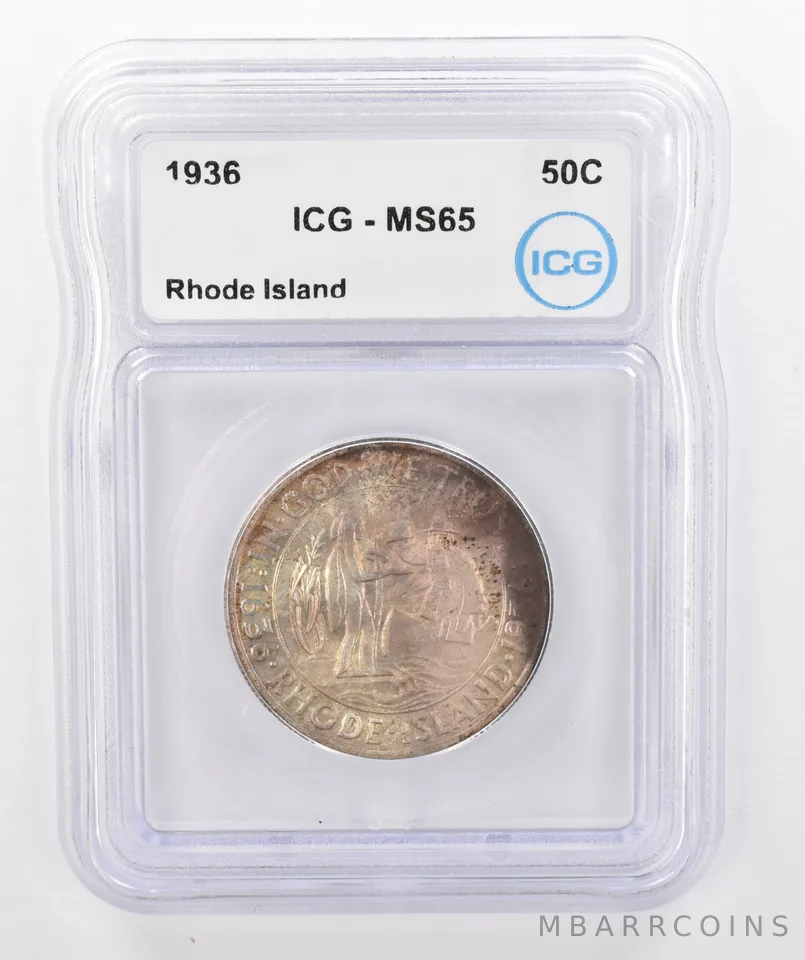 1936 Rhode Island Commemorative Half Dollar MS65 ICG Beautiful Tone a0277
