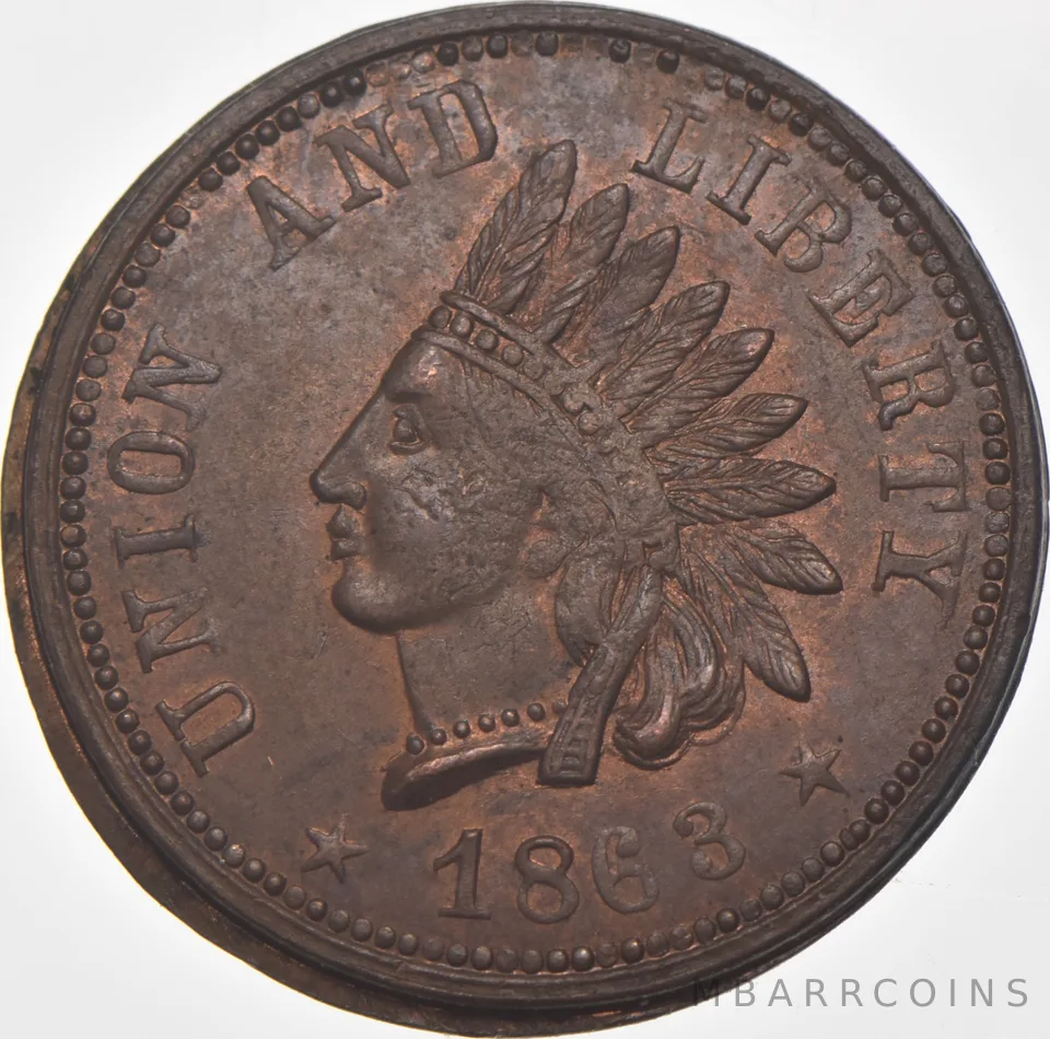 1863 Union & Liberty Civil War Token Off Center a7546