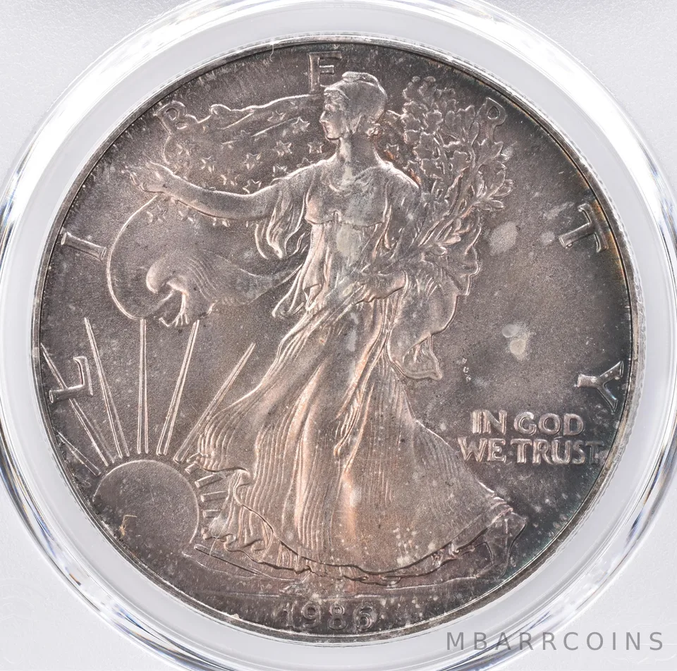 1986 American Silver Eagle MS67 PCGS Beautiful Tone *1329