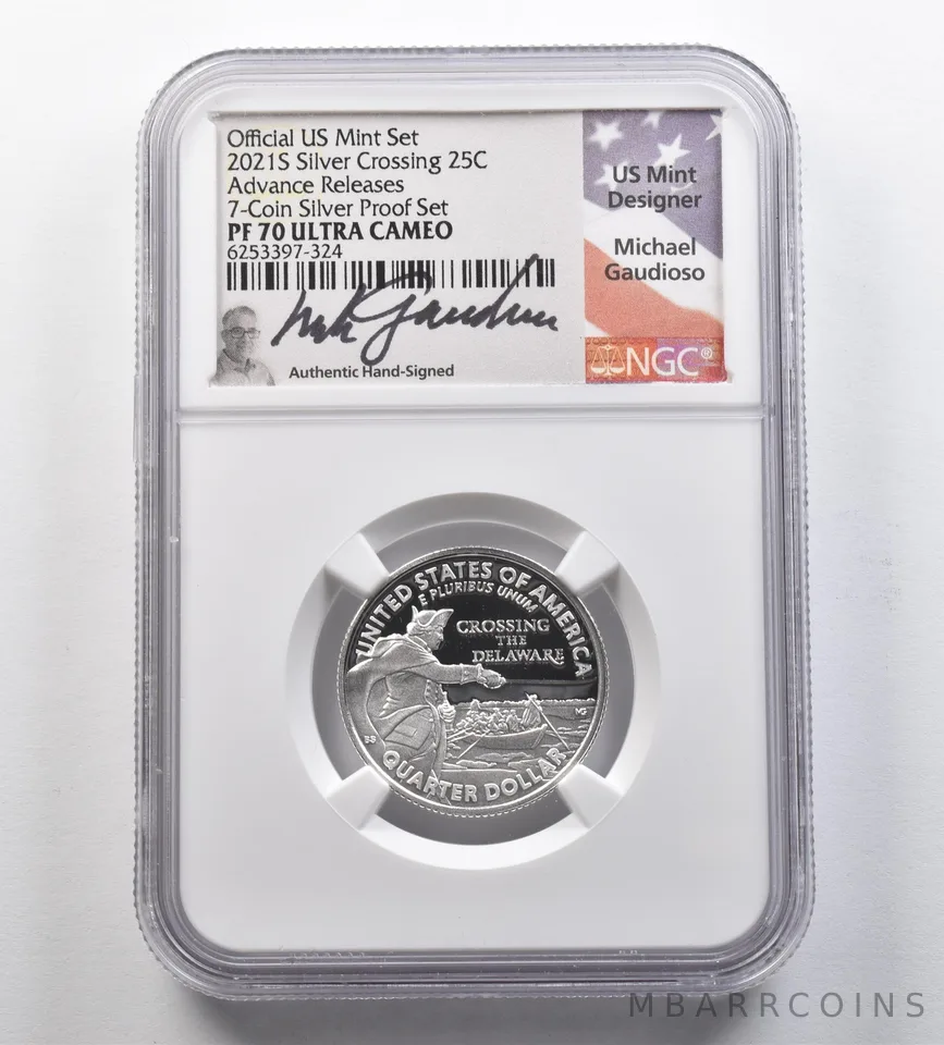2021-S ATB Quarter Delaware Crossing Silver Proof Set AR Gaudioso PF70 NGC *7703