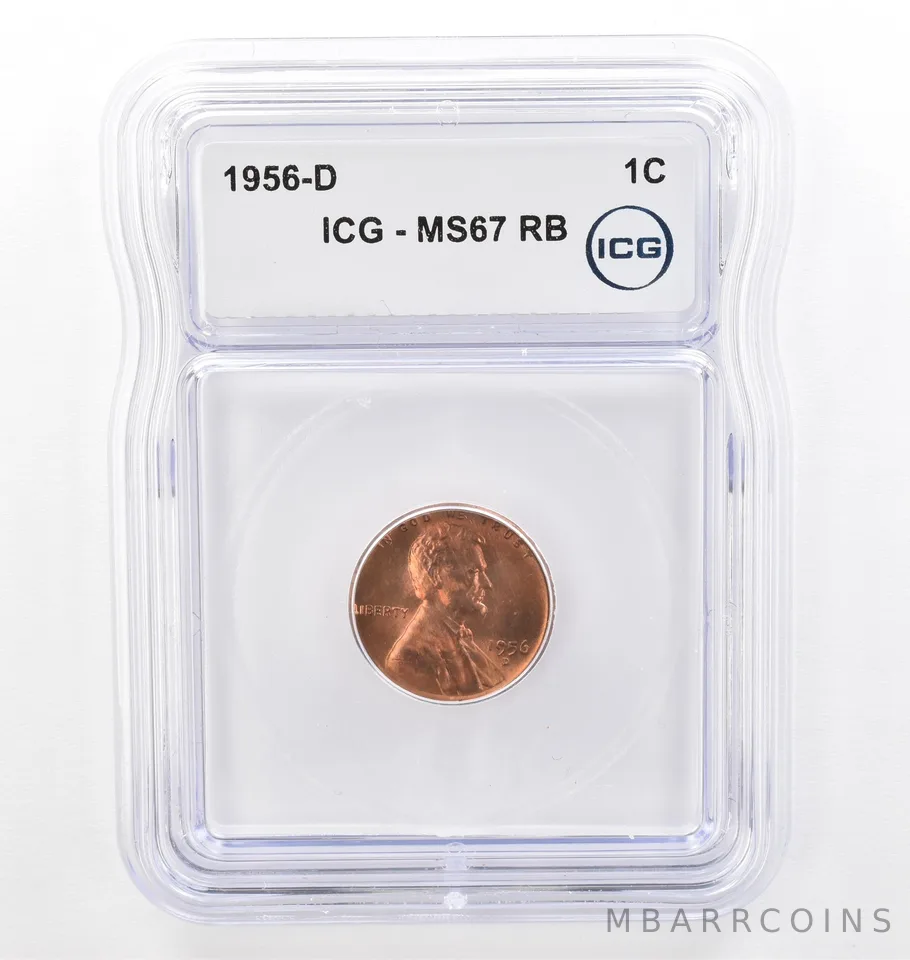 1956-D Lincoln Wheat Cent MS67 RB ICG Beautiful Tone *7682