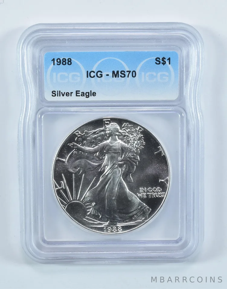 1988 American Silver Eagle MS70 ICG