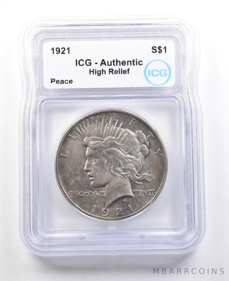 1921 Peace Silver Dollar High Relief Authentic ICG *3493