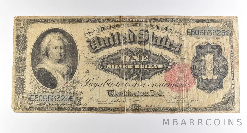 1891 $1 Silver Certificate Large Note Red Seal *3730